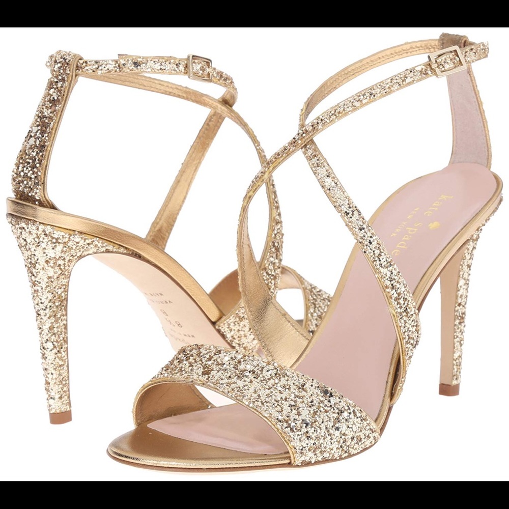 Kate Spade Gold Glitter Felicity Heels